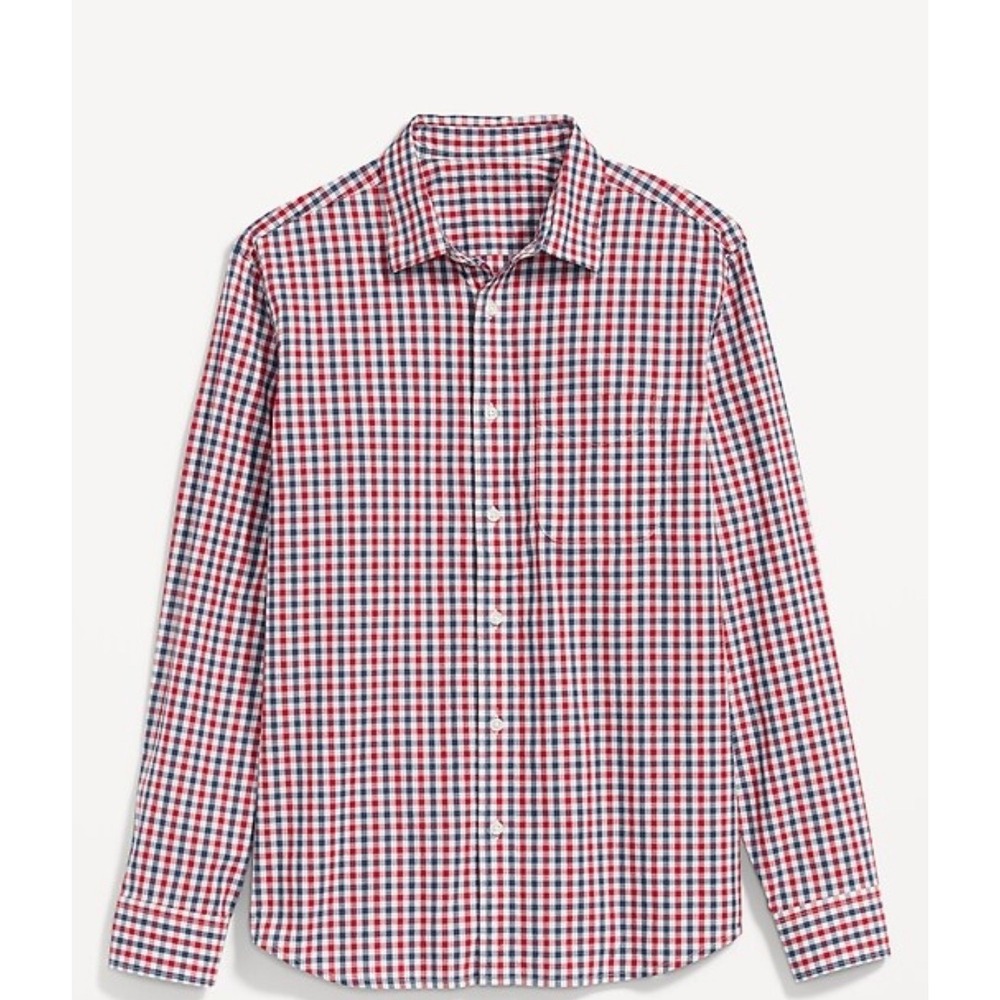 J.Crew Mens Red White Blue Gingham Plaid Cotton Button Down Shirt Large 31872